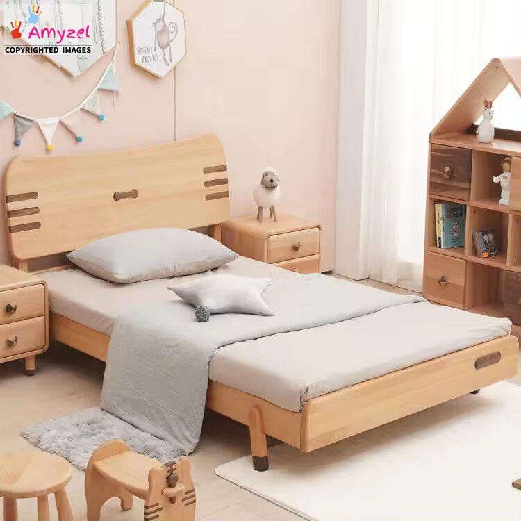 Kids Bed without Storage I Durable Wood Bed for Growing Kidsby Amyzel