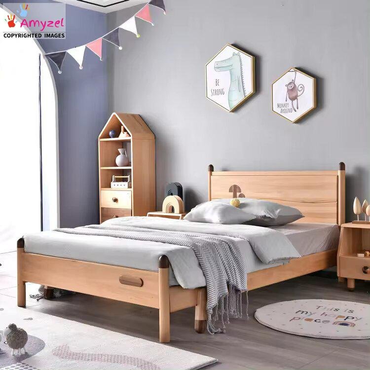 Enchanting Sheesham wood kids bed with a stylish and sturdy design with a playful tree theme.