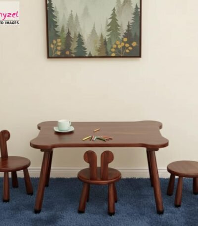 Montessori Table and Chair Set for Kids | Wooden Montessori Desk mahogany stain