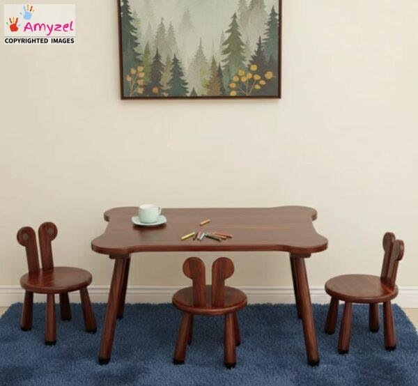Montessori Table and Chair Set for Kids | Wooden Montessori Desk mahogany stain