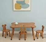 Montessori Table and Chair Set for Kids | Wooden Montessori Desk honey stain
