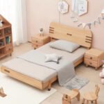 Childrens Single Bed featuring a minimalist design, rounded edges, and sturdy construction for a safe kids bedroom.