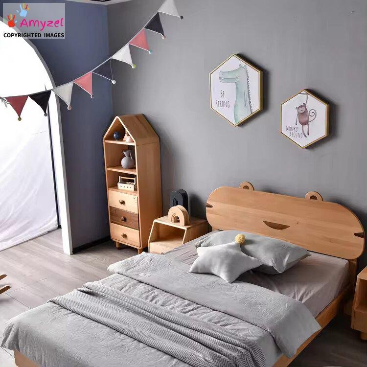 Bambino kids bed made from premium solid wood with a sturdy frame, rounded edges, and a modern design for safety and durability.