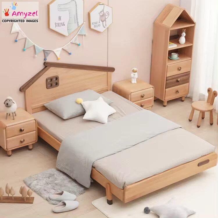 DreamCastle Kids Bed by Amyzel with home shaped head rest.