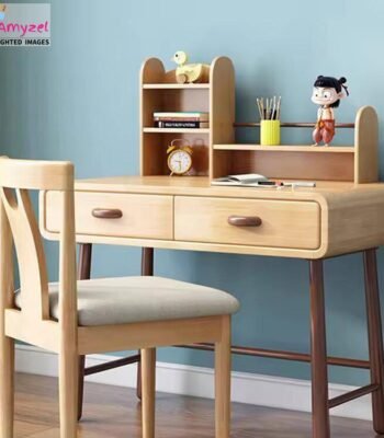 Solid sheesham wood or mango wood study table and chair with storage drawers – safe compact desk for kids study rooms