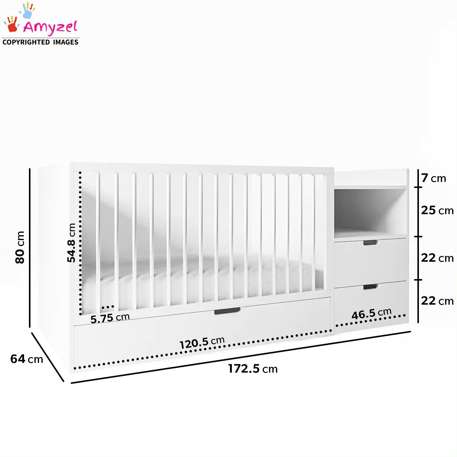 Versatile Crib with drawers dimensions Versatile Crib with drawers dimensions