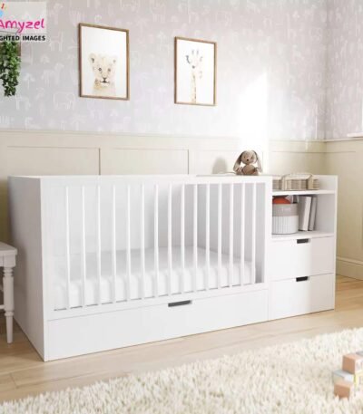 Versatile crib with drawers - space-saving nursery furniture with built-in storage for baby essentials, available in stylish designs