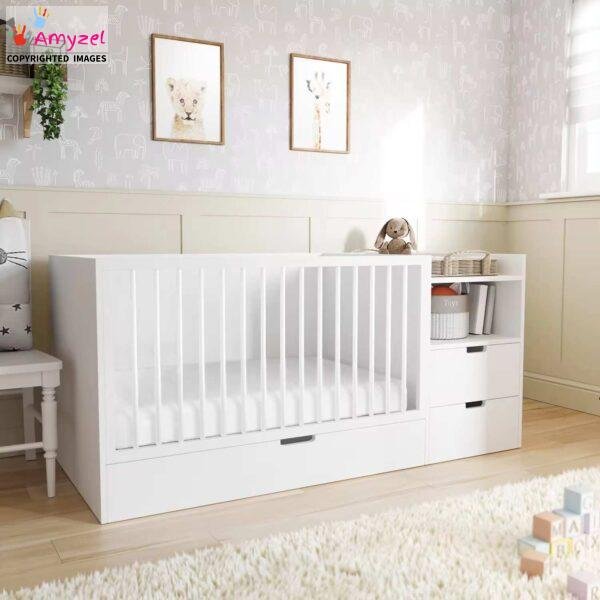 Versatile crib with drawers - space-saving nursery furniture with built-in storage for baby essentials, available in stylish designs