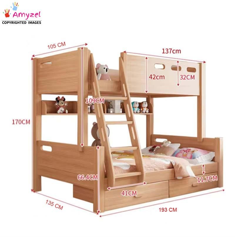 Eco-Friendly Sheesham Wood Bunk Bed with Storage dimensions Eco-Friendly Sheesham Wood Bunk Bed with Storage dimensions