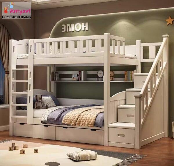 Versatile Bunk Bed with Stair Storage and Ladder