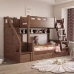 Childrens Bunk Beds with a sleek, modern design, featuring guardrails and options of two secure ladders.