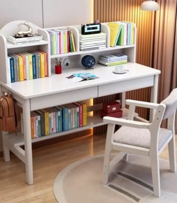 Multifunctional wooden study table with chair in solid sheesham wood.