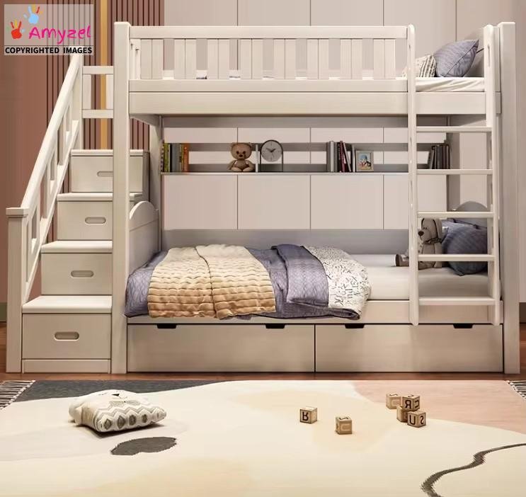 Versatile Bunk Bed with Stair Storage and Ladder front Versatile Bunk Bed with Stair Storage and Ladder front