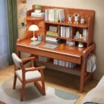 Versatile wooden study desk with chair crafted from solid sheesham wood, space-saving design for kids, students, and home offices.