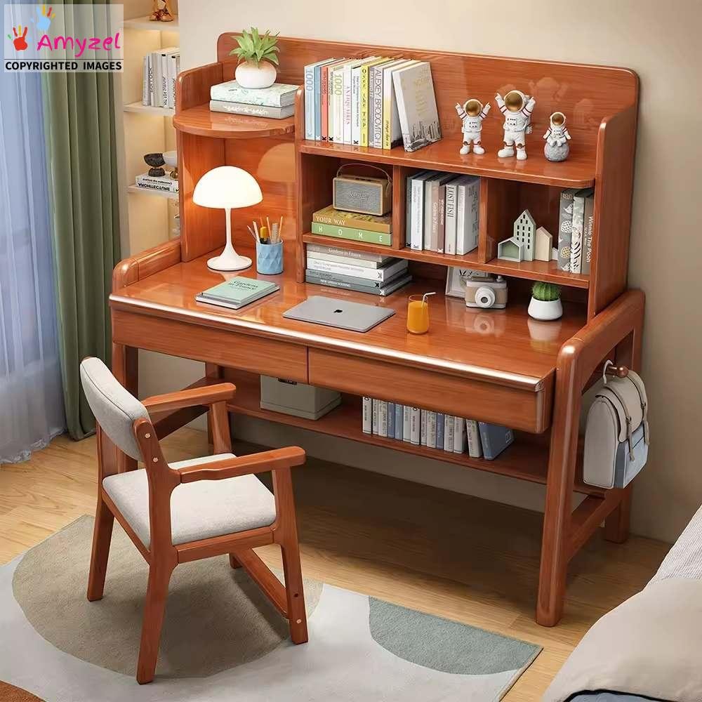 Versatile study desk Versatile wooden study desk with chair crafted from solid sheesham wood, space-saving design for kids, students, and home offices.