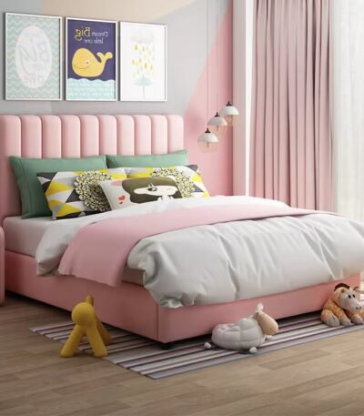 Roseatte teens Bed with a sleek, modern design and roseate finish, featuring rounded edges, sturdy construction for a stylish kids bedroom.