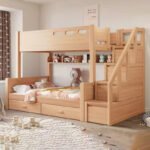 Eco-Friendly Sheesham Wood Bunk Bed with Storage pine color