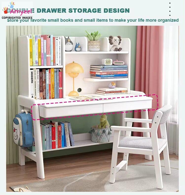 Sheesham Wood Study Table | Study Table with Bookshelf - Amyzel