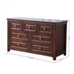 Product diagram of a wide dark wood 6-drawer dresser (3 small top drawers over 3 wide lower drawers) with dimensional callouts (111.5 cm W × 87 cm H).