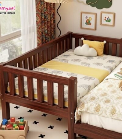 Bedside crib co-sleeper placed next to parent bed for newborn access