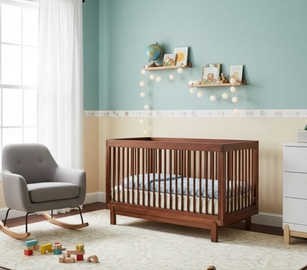 Convertible Baby Crib walnut finish