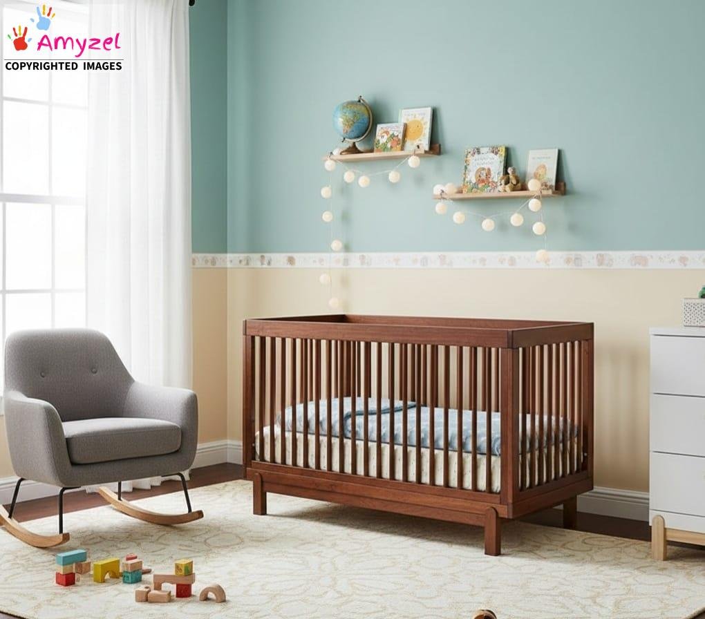 Convertible Baby Crib walnut finish Convertible Baby Crib walnut finish that can be used as a toddler bed