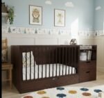 Versatile Crib with drawers - walnut finish