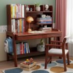 wooden study table with chair in mahogany finish