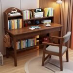 Multifunctional Study Table | Wooden Study Table with Chair walnut stain