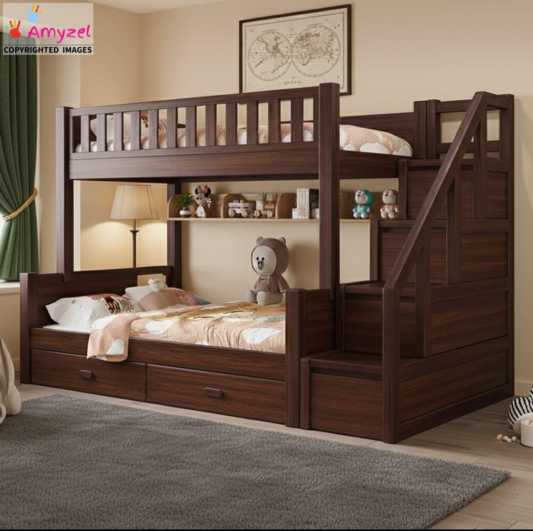 Childrens Bunk Beds in walnut stain Childrens Bunk Beds in walnut stain