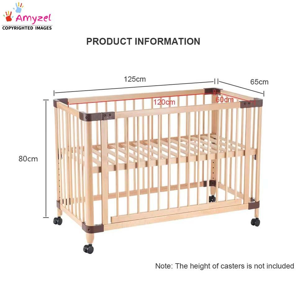 Sheesham Wood Baby Crib with Wheels Amyzel - Main Image