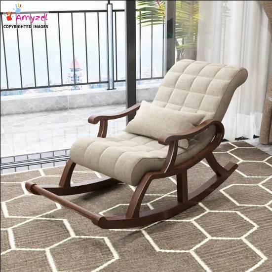 Classic Wooden Rocking Chair l Lounge Recliner for Home & Patio