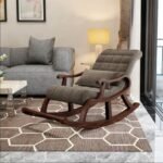 Classic Wooden Rocking Chair l Lounge Recliner for Home & Patio brown