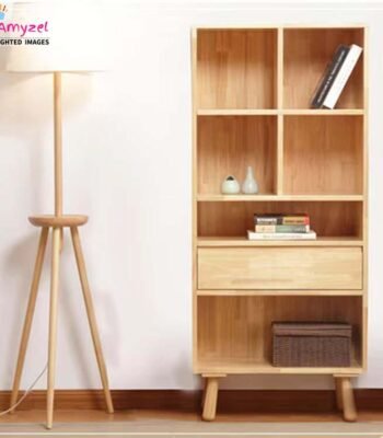 Modern Sheesham wood bookshelf with multiple shelves – solid wood bookcase for living room, study, or office storage.