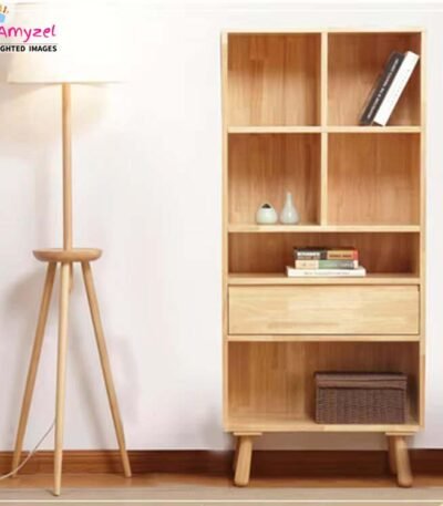 Modern Sheesham wood bookshelf with multiple shelves – solid wood bookcase for living room, study, or office storage.