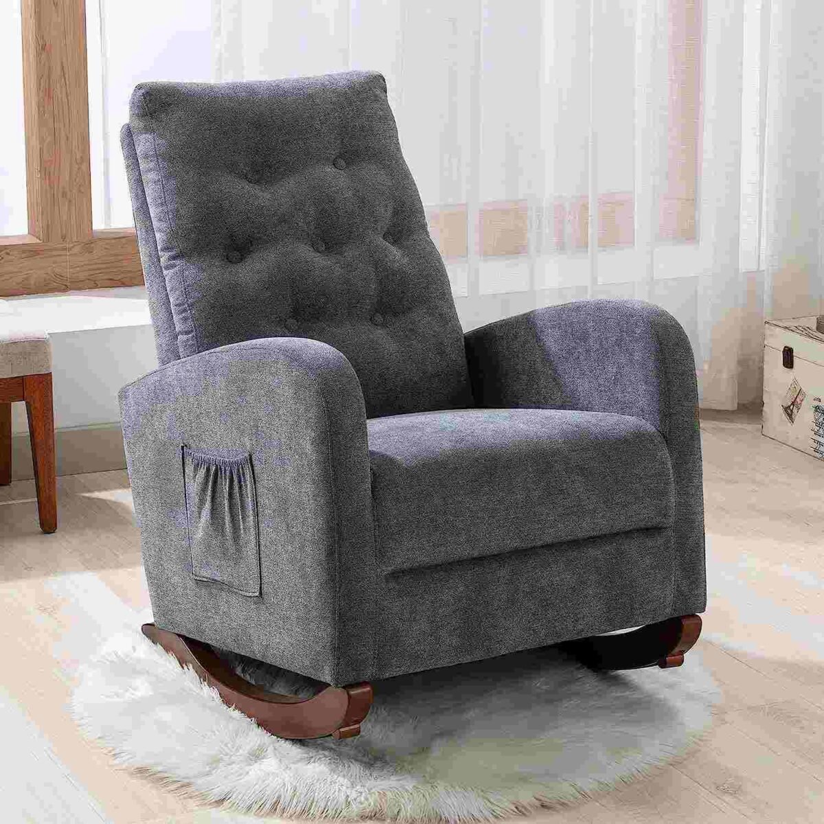 Solid Wood Rocking Chair: grey