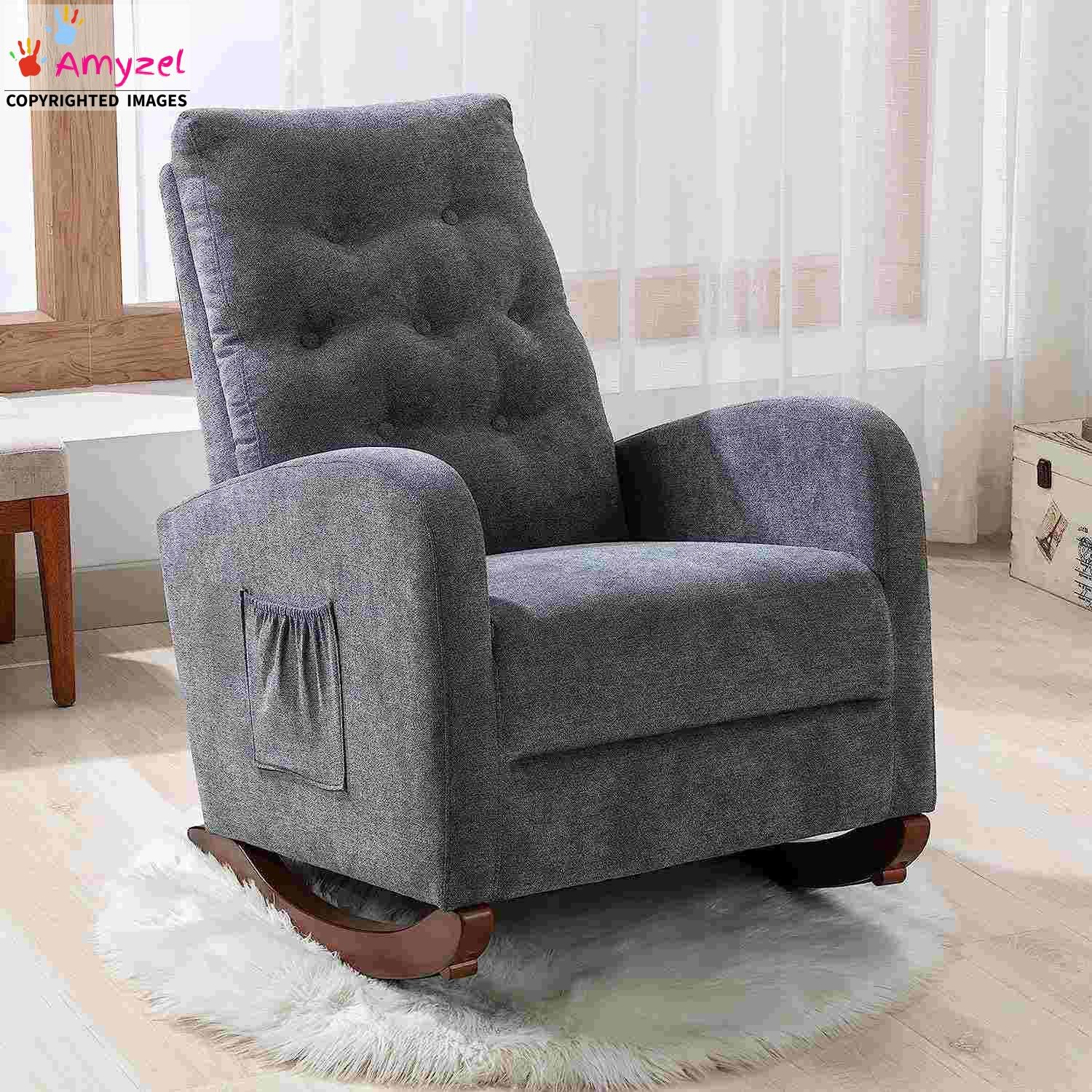 Solid Wood Rocking Chair: grey Solid Wood Rocking Chair: grey