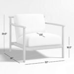 Minimalist light wood lounge armchair dimension schematic diagram displaying overall height depth width and seat clearance
