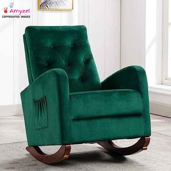Solid Wood Rocking Chair: green Solid Wood Rocking Chair: green