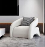 Modern Accent Chair with footrest white