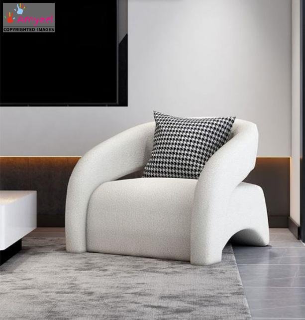 Modern Accent Chair with footrest white Modern Accent Chair with footrest white
