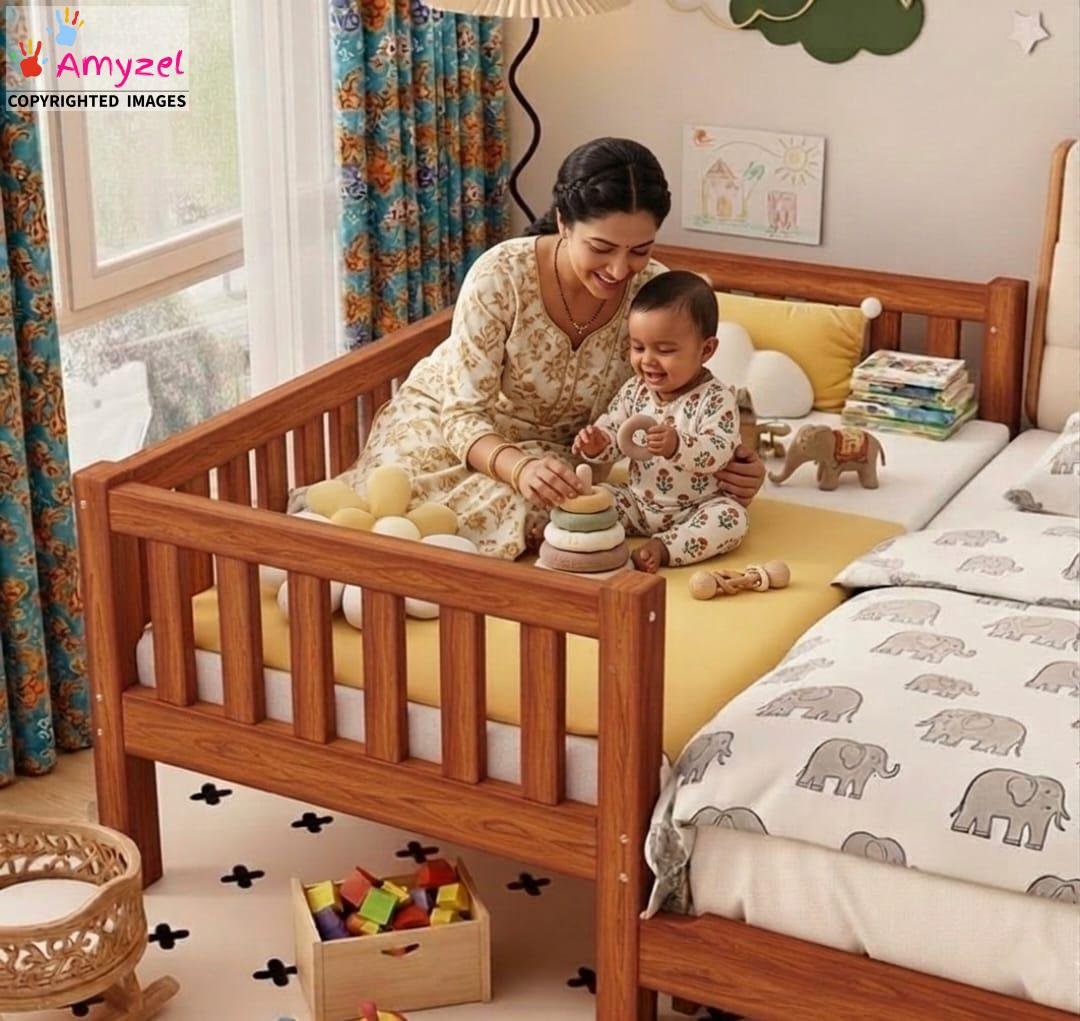 Bedside crib - amyzel - honey stain