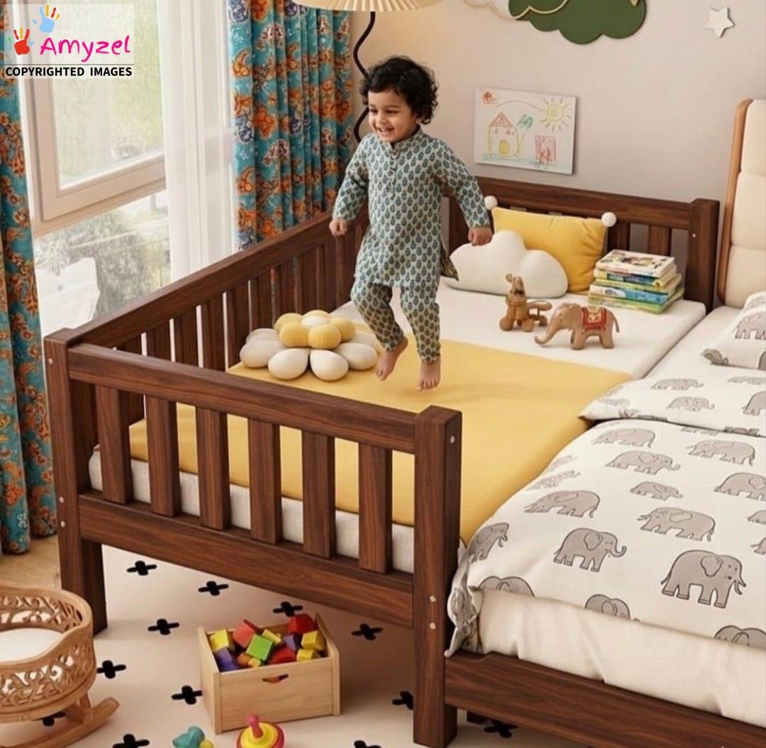 Bedside crib- amyzel - walnut stain