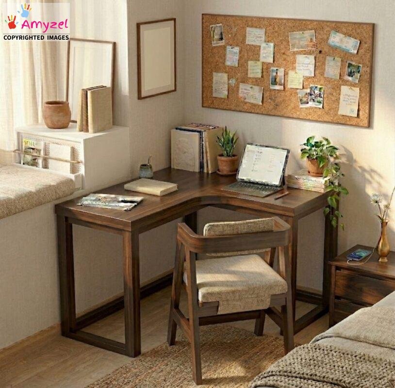 corner-study-table-natural-grain walnut finish