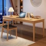 Pine finish wooden study desk and chair set for home
