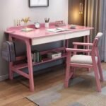 Kids study table and chair in Pink color
