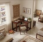 simple corner study table in solid wood