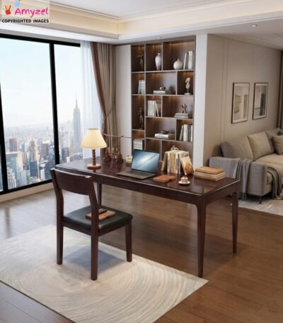 traditional wooden study table with spacious workspace