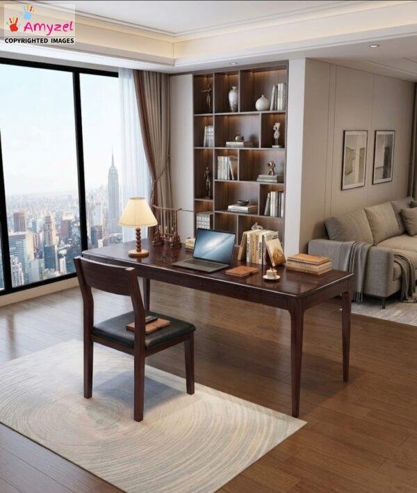 traditional wooden study table with spacious workspace