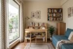 study table with bookshelf and chair for home in pine finish